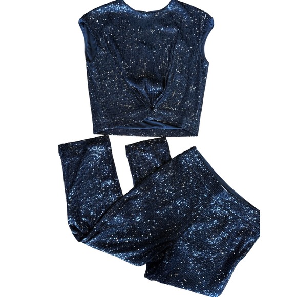 LOFT Sequin Top &‎ Pants Set Party Sparkle Outfit Small Petite - Picture 1 of 5